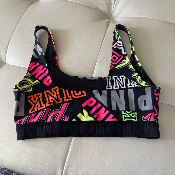 PINK Victorias Secret medium Ultimate Sports Bra logo print - Picture 3 of 6